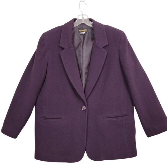 Women's Cashmere Wool Purple Single Button Jacket Blazer | Size 16P - Picture 1 of 7